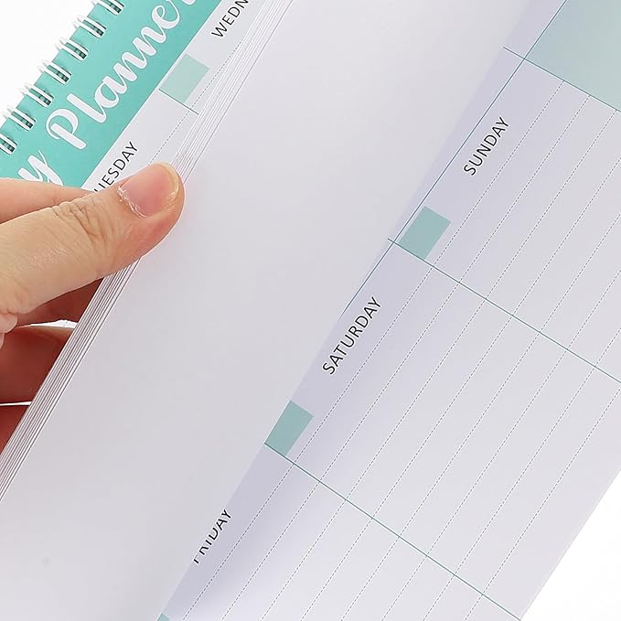 SEWACC Weekly Work Planner Notepad with Bookmark for Homeschool and Study Undated Daily Calendar and Efficient Plan Pad Portable Spiral-bound Appointment Organizer for Task and Goal