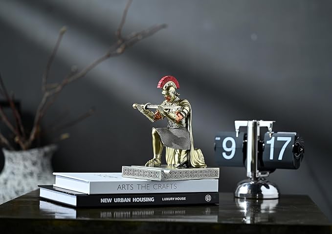 CYXStar Roman Praetorian Prefect Warrior Knight Pen Holder Desk Ornament Resin Praetorian Guard Mobile Phone Stand Desk Accessories and Organizer for Office with a Letter Opener (Bronze)