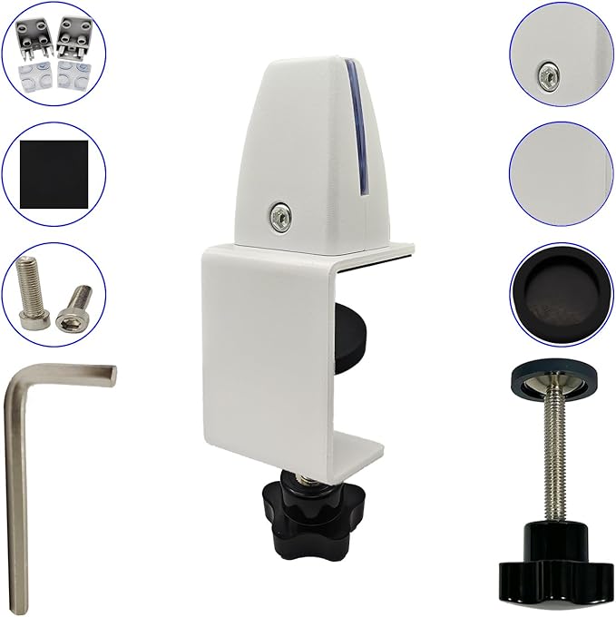Jhanw Desk Divider Clamp For 1/8" To 0.51" Panel, Adjustable Desk Partition Clamp For 0.32" To 2.04" Desktop, Standing Desk Accessories For Desk Privacy Folders, White Sneeze Guard Holder 4-pack