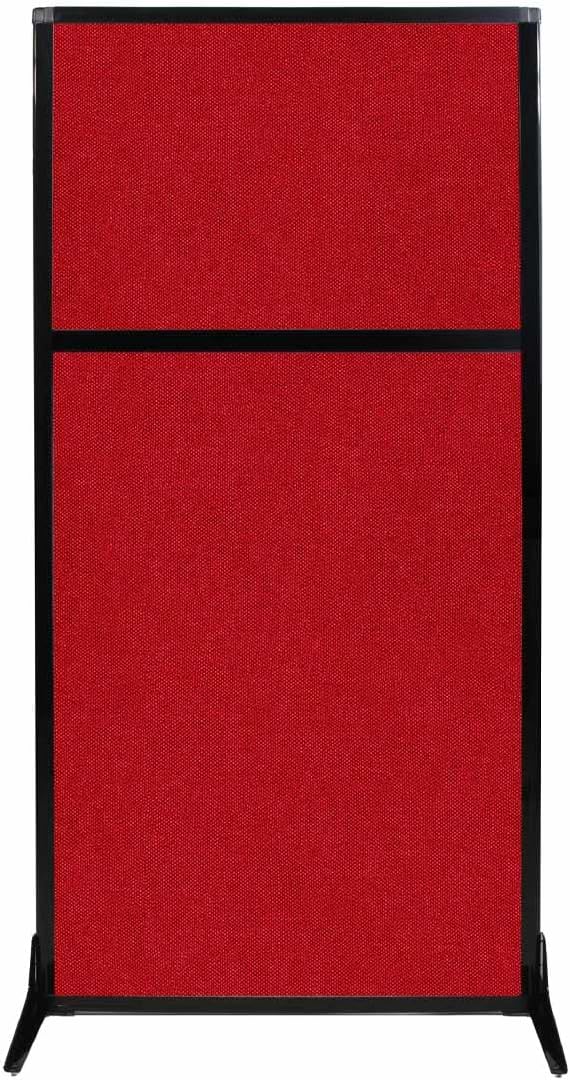 Versare Workstation Partition | Portable Wall Divider | Modern Office Cubicle | Free Standing Privacy Screen | Flexible Work Space | 33" x 70" Red Fabric Panels