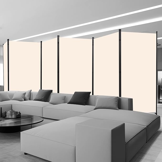 Room Divider 6FT Folding Privacy Screens, 6 Panel Partition Room Dividers w/Freestanding Design, Portable Wall Divider for Room Separtation, Fabric Screen Panel for Home Office Bedroom Dorm