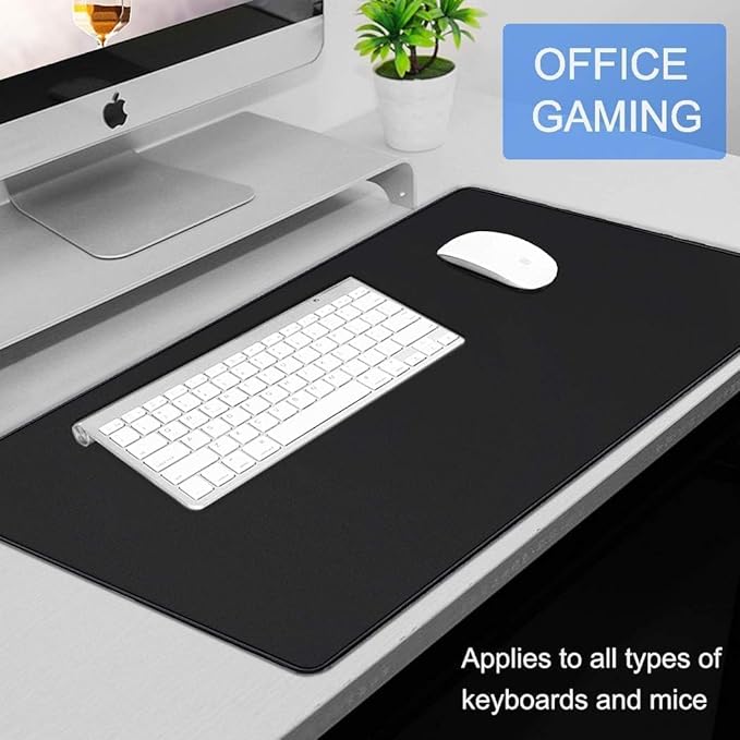 Large Extended Gaming Mouse Pad, Water Resist Non-Slip Mousepad Rubber Base Long Desk Mouse Pad with Stitched Edges, Computer Keyboard Mouse Mat for Gaming, Office & Home, 31.5 x 11.7 in, Black