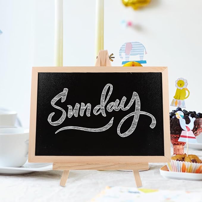 Holibanna Small Chalkboard with Stand 12 Inch Desktop Message Board for Home Bar Wedding Party Decoration Easy to Write and Clean