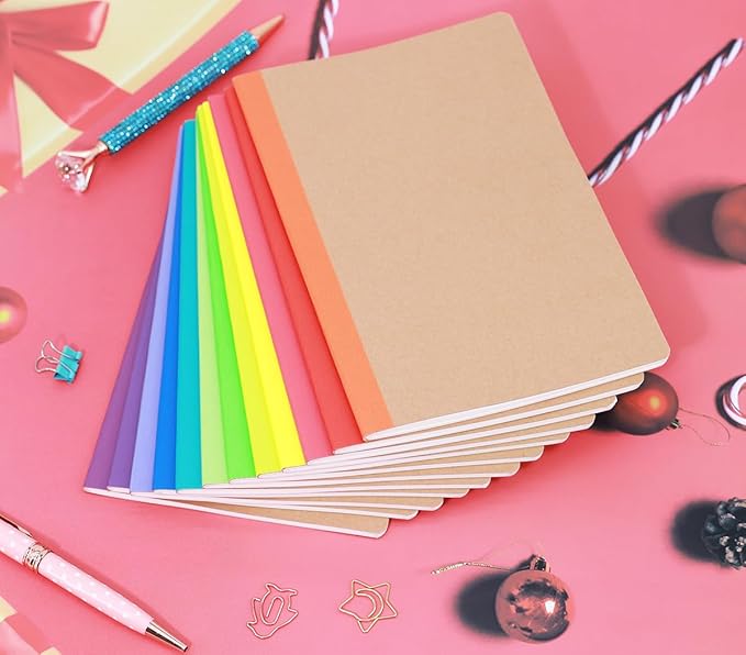 24 Pack Kraft Notebooks, Journals in Bulk for Writing, Blank Paper Sketchbooks, 60 Pages Notebook, 8.3x5.5 Inch, A5 Size, Travel Journal Set, for Gifts, Students and Office Supplies