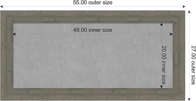 Amanti Art Grey Framed Magnetic Board 27x55 Oversize Vision Board for use with Magnets, 100% Metal Sheet to Display Items as Office Decor or for Home Organization in mudroom, Kitchen or Kids Room