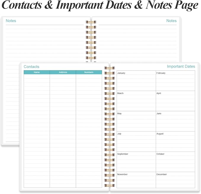 2026-2027 Planner - 18 Months Weekly & Monthly Planner from January 2026 - June 2027, Spiral Planners 2026-2027 with Elastic Closure, Inner Pocket, Medium 5.8" x 8.3", Teal Flower