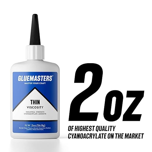 GLUE MASTERS (2 OZ Thin Viscosity) – Shoe & Wood Adhesive – General Home Repair Tool for Glass, Plastic, Rubber, Metal & More