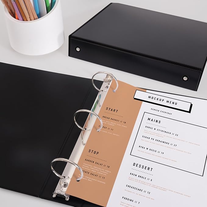 COMIX Sturdy 3 Ring Binder 2 inch with Clear View Cover, 2" Round Ring View Binder, PVC-Free, 2.4mm-Thick, 450 Sheets Capacity of US Letter Size Paper, Office ＆ School Supplies, Pack of 6 (Black)
