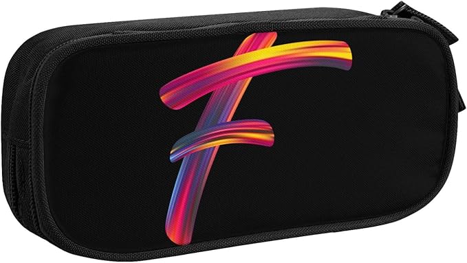 Pazacon Cute Initial Pencil Case for Kids Students, Large Capacity Pencil Pouch for Boys Girls, Letter Design Pencil Box Pen Bag Office Stationery Organizer, Rainbow Letter F