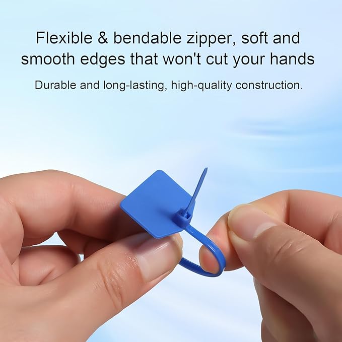 4 in Marker Nylon Cable Ties, Plastic Water Proof Tags, Self-Locking Written-on Cable Marker, Security Seals Label for Cabling, Wire Marking Label, Shipping Hanging Tags - Blue/ 100pcs