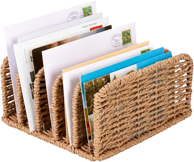 Duimbok Desk Mail Organizer Large Capacity Mail Holder with 5-Slot, Letter Sorter File Holder, Letter Tray Office Envelope Organizer for Mails, Bill, Document, Notebook