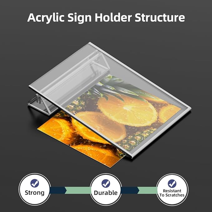 PPH-Sisy Clear Acrylic Sign Holder 5X7 with Silver Borders Display Stand, Double Sided Acrylic Picture Frames Plastic Sign Holder for Wedding Table Numbers Menu Holder (6 Pack)