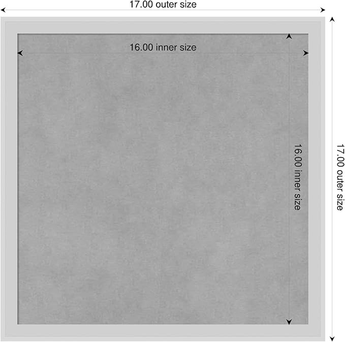 Amanti Art Silver Framed Magnetic Board 17x17 Small Vision Board for use with Magnets, 100% Metal Sheet to Display Items as Office Decor or for Home Organization in mudroom, Kitchen or Kids Room