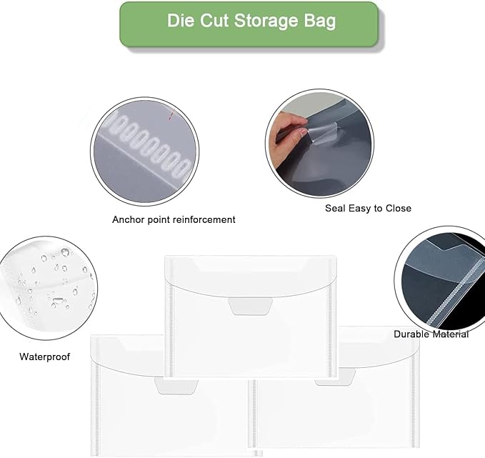 20 PCS Clear Stamps Storage Panels,Resealable Die Cut Storage Bag, White Plastic Stamps Organizer Panels, Clear Stamp Organizer Set for Die Cutting and Decorative