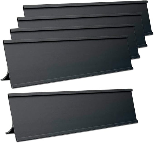5 Pack 2" x 10" Aluminum Desk Name Plate Holders,Office Business Desk Sign Holder for Meeting Room or Other Business Event (Black)