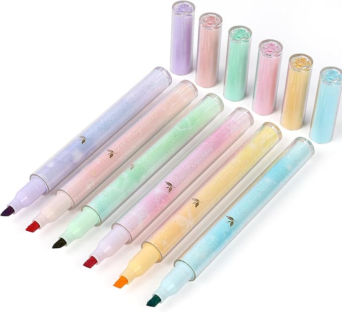 Techjob Aesthetic Highlighters 6 Pack, Chisel Tip, Highlighters Assorted Colors, Home and Office Use, Teacher Supplies, Ideal Highlighter for Organizing and Coloring