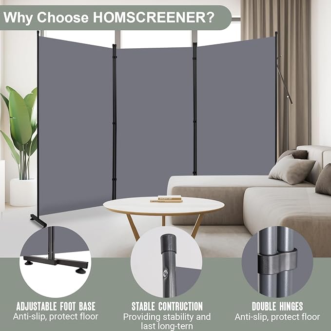 Room Divider 6FT Single Panel Privacy Screen, 102'' Wide Fabric Indoor Room Divider Wall Divider for Room Separation, Portable Room Partitions and Dividers Freestanding Temporary Wall Room Separators
