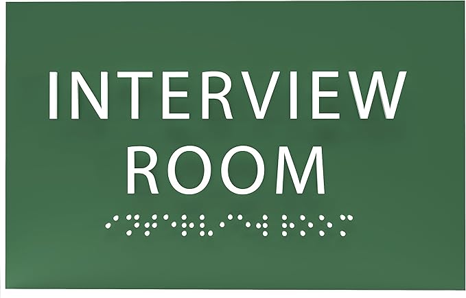 ADA CENTRAL SIGNS - 6" X4" Interview Room Sign - ADA Compliant Tactile Graphics Grade 2 Braille Text Acrylic Wall Sign | Privacy, Meeting, Room Name Sign for Schools, Hospitals, Offices, & Apartments