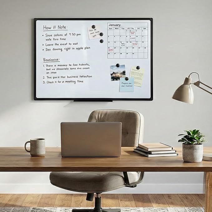 Dry Erase Board for Wall, 48 x 24 Inches Presentation Magnetic Whiteboard Office Collaboration, Classroom Teaching & Agile Management, Black Aluminum Frame