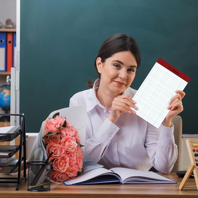 Grid Paper Pad 5x8 Inches, Graph Paper Pad 4x4, Grid Notepad, 24 Pack, 5x8 Graph Paper 1/4 Grid, Graphing Paper, Engineering Pad, 100 Sheets 200 Pages Perforated Pad for School, Home, & Office