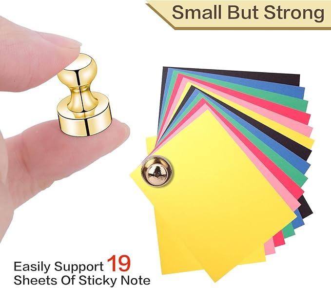 LOVIMAG Fridge Magnets 50Pcs Refrigerator Whiteboard Small Strong Magnet Classroom Kitchen Accessories Decorative Locker Set Decor Must Haves Office Calendar Refrigerador Magnetic Cute Crafts Gold