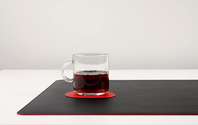 NODITO Dual-Sided Leather Desk Pad,Blotter for Laptop Computer,Mouse Pad,Writing,Drawing,Arts and Craft Mat (17"x24", Black/Red)