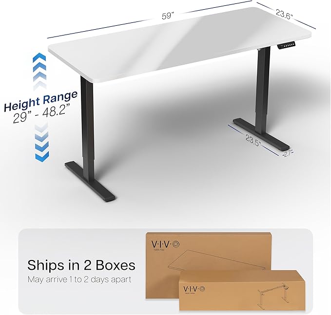 VIVO Electric Dry Erase 60 x 24 in Standing Desk, Memory Height Adjustment, 1B Series, Holds 220 lbs, Whiteboard Top Black Frame, DESK-KIT-1B6WE
