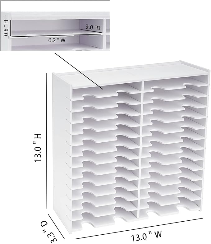 Krafetto 26 Grids Ink Pad Storage Rack, Wall-mountable Stamp Pad Organizer Holder Compatible with 3" x 3" Ink Pads（Grid Size 6.2" W × 3" D × 0.8" H）