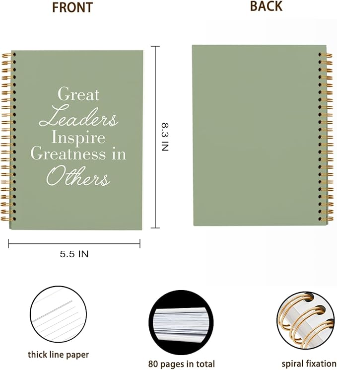 OXW Sage Green Notebooks for Work, Employee Appreciation Gifts, Leadership Gifts Notebook Journal for Writing Meeting Office, Thank You Gifts for Women Men Leader Mentor Boss Manager, 5.5"x8.3"