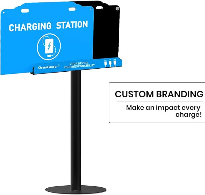 Orasfaster Floor Standing Cell Phone Charging Station Multi-Device Station with 8 Charger Ports Compatible with Smartphones Tablets Application for Schools, Office, Shopping Malls