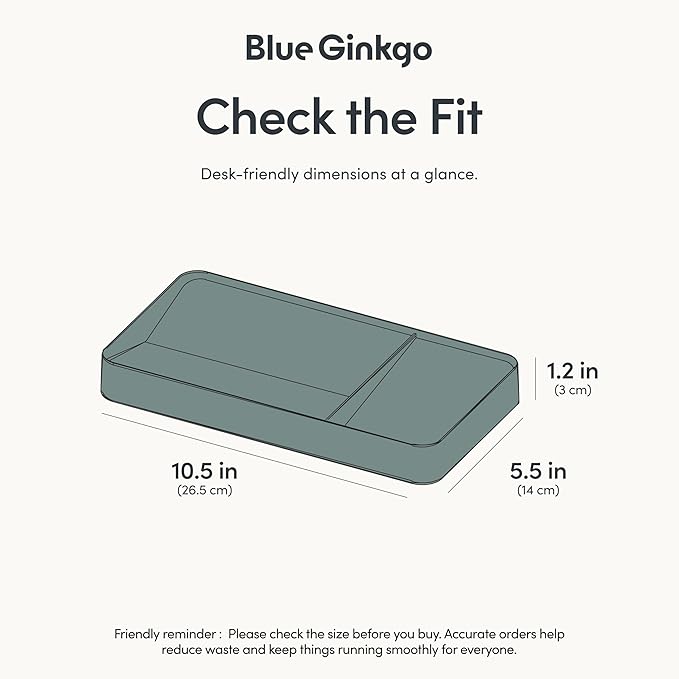 BLUE GINKGO Desk Tray – Korean-Made Organizer for Notes, Pens, Pencils, and Accessories (Double-sided, Green)