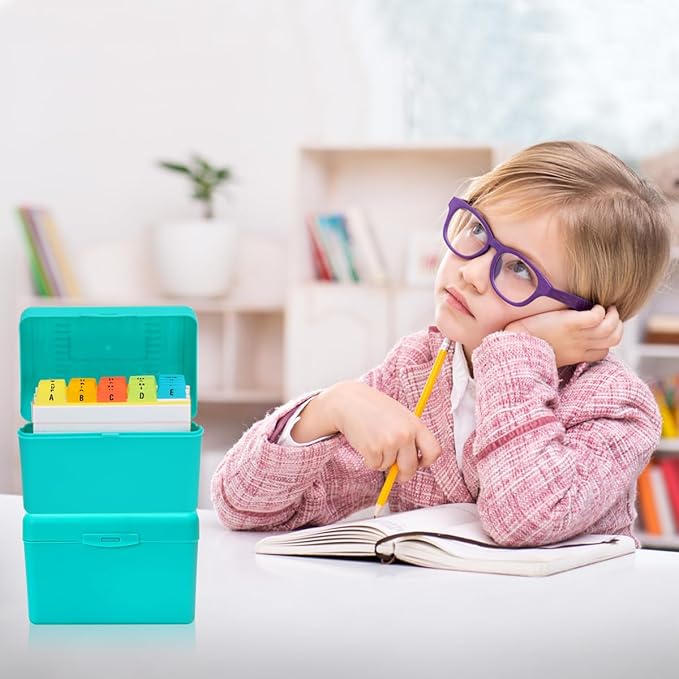 H4D 4x6 Index Card Holder with 100 Heavyweight Ruled Index Cards and 25 Plastic Dividers, Teal