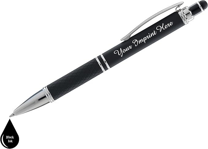 ExpressDesigns™ - Personalized Pens Gift Set - 2 Pack of Soft Touch Metal Pens w/gift box - Luxury Ballpoint Pen Custom Engraved with Name or Message (Black)