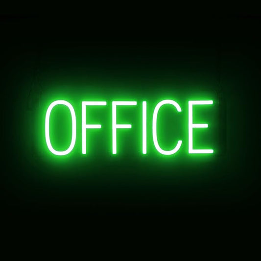SpellBrite OFFICE Sign | Directional Sign with Neon Look, Green LED Light Source | 20.5" x 6.3"