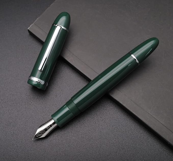 JINHAO X159 Fountain Pen (EF Nib 0.38mm, Dark Green with Silvery Clip)