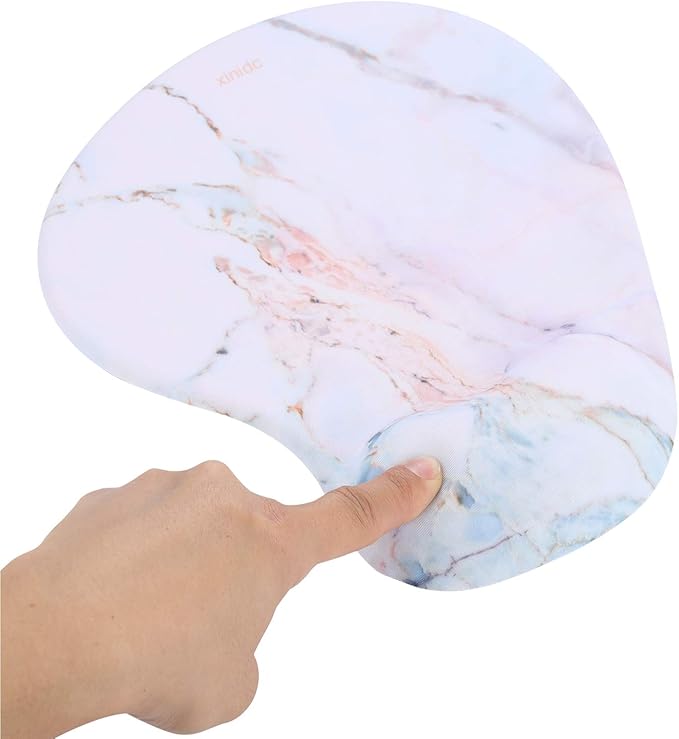 xinidc Ergonomic Computer Mouse Pad with Wrist Rest Support, Pain Relief Mouse Pad with Non-Slip PU Base for Home Office Working Studying (Colorful Marble)
