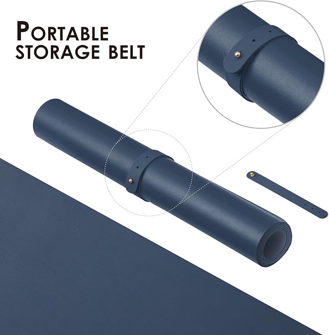 Large Desk Mat - 47.2"x 17" Non-Slip PU Desk Pad for Office and Home - Ideal for Large Mouse Pad and Desk Mats on Top of Desks(Dark Blue)