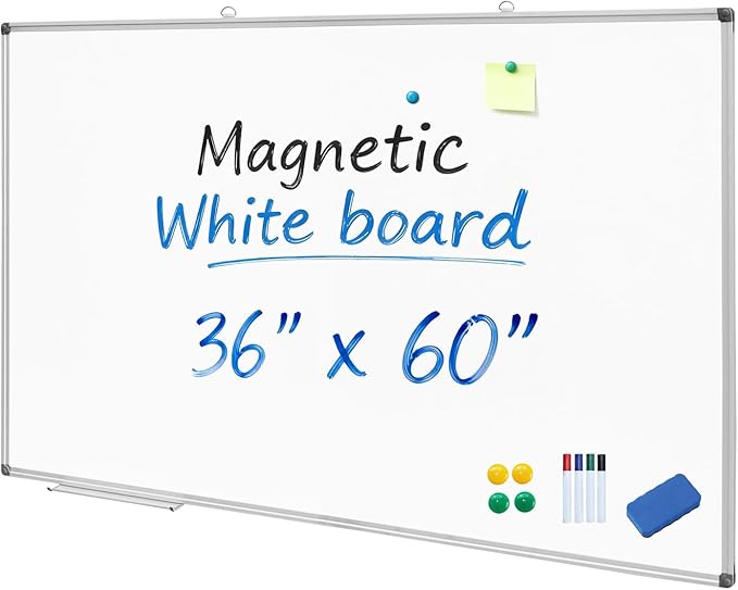 XIWODE Large 36x60 Inch Magnetic Dry Erase Whiteboard, Silver Aluminum Frame Wall-Mounted for Home School Office Conference Room
