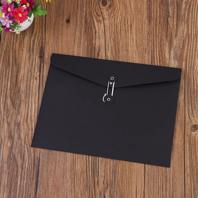 10pcs A4 Kraft Paper Envelopes Portfolio Foolscap File Folders Document Folder with String Fastener Closure Wallet Pockets File Bags Storage Pouch Paperwork Organizer Bag for Office School Home