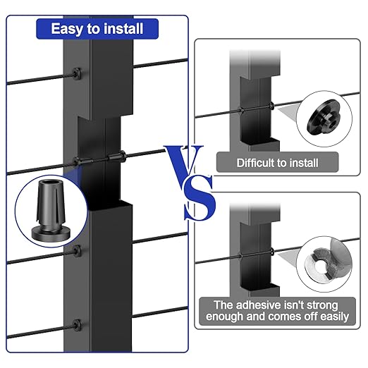 BLIKA Upgraded 20 Pack Stainless Steel Black Protector Sleeves for 1/8" 5/32" or 3/16" Deck Cable Railing, for Metal Posts, T316 Marine Grade, Cable Railing Protector Sleeves, Cable Railing Post Kits