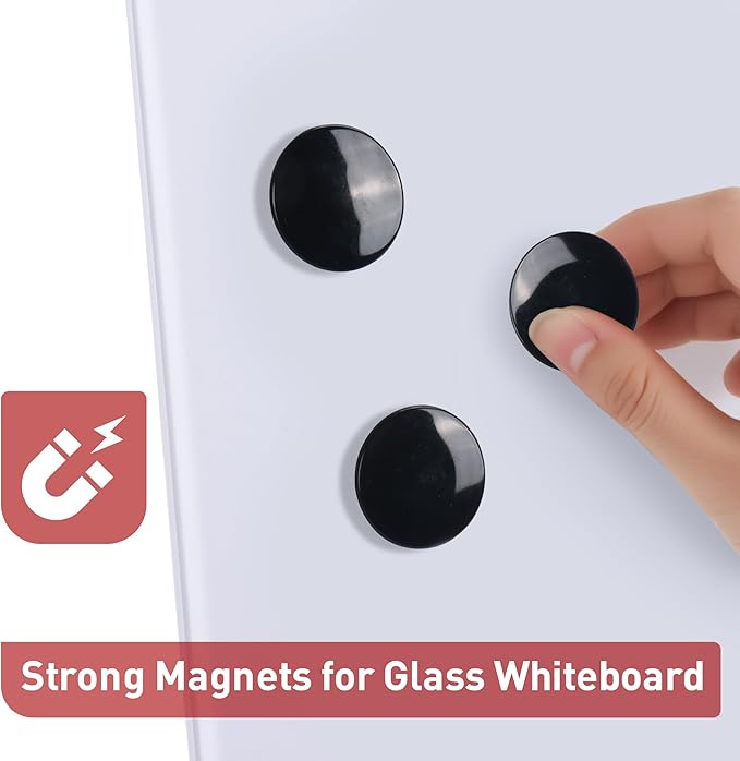12 Pcs TOWON Strong Magnets for Glass Whiteboard, Dry Erase Board Magnets, Large, Round, Black Rare Earth Magnet for Classroom Kitchen Office Accessories