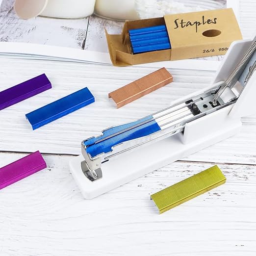 NatSumeBasics 6000 Colored Staples Colorful 26/6 Standard Staple for Desk Manual Stapler Refill, 1000 Per Color, for Office Supplies Accessories (Colorful)