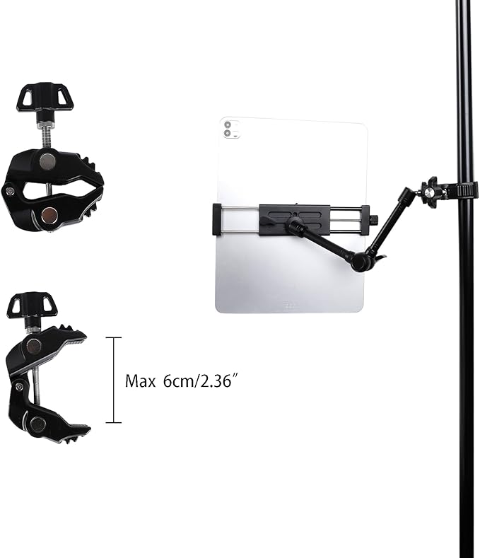 Leenconghui Exercise Bike Tablet Mount for iPad – Adjustable Spin Bike & Treadmill iPad Holder Stand, Compatible with Microphone Stands, Stationary Bicycles, and Devices Ranging from 4.7 to 13 Inches