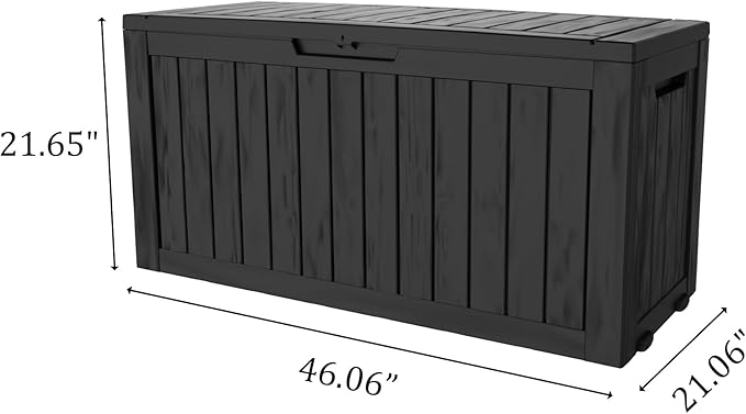 Yardgrace 90 Gallon Waterproof Outside Storage Box - Patio Storage & Outdoor Deck Box, All-Weather Resin Chest for Pool/Garden Accessories, Lockable UV-Resistant, Jet Black