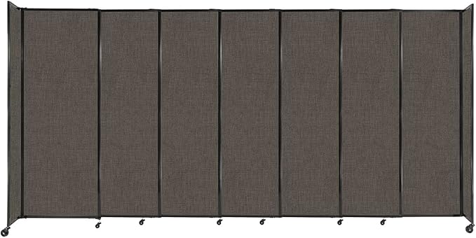 Versare Straightwall Sliding Portable Wall Partition | Freestanding Office Dividers | Locking Wheels | Temporary Room Separator | 15'6" Wide x 7'6" Tall Mocha Fabric Panels
