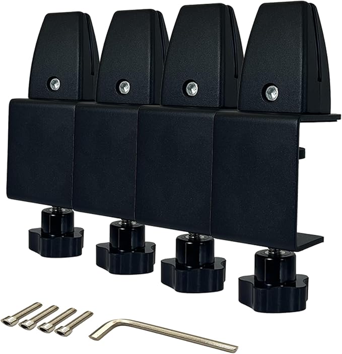 Jhanw 4-Pack Adjustable Aluminum Desk Clamps - Fits 1/8" to 51" Panels, Black Plexiglass/Privacy Screen Clips for Office Dividers & Sneeze Guards