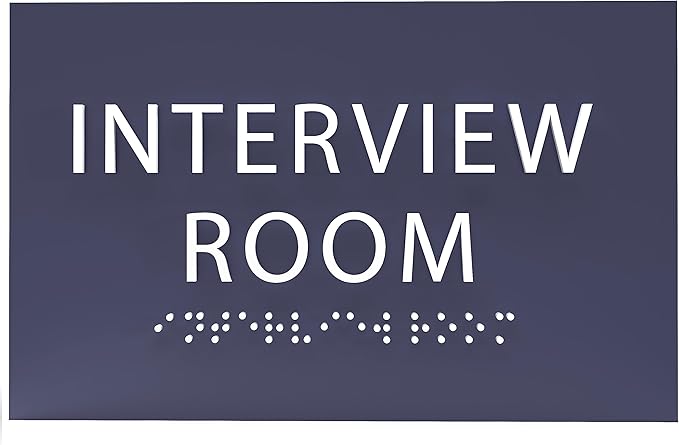 ADA CENTRAL SIGNS - 6" X4" Interview Room Sign - ADA Compliant Tactile Graphics Grade 2 Braille Text Acrylic Wall Sign | Privacy, Meeting, Room Name Sign for Schools, Hospitals, Offices, & Apartments