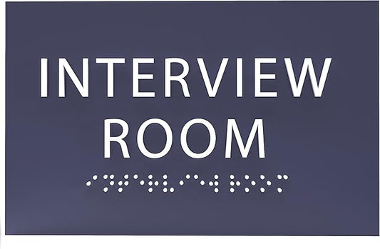 ADA CENTRAL SIGNS - 6" X4" Interview Room Sign - ADA Compliant Tactile Graphics Grade 2 Braille Text Acrylic Wall Sign | Privacy, Meeting, Room Name Sign for Schools, Hospitals, Offices, & Apartments