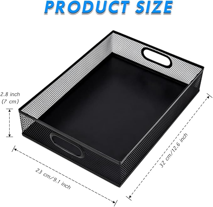 EsOfficce Desk Drawer Organizer, A4 Large Metal Mesh Desk Rrganizer Tray, Versatile Storage Box Set for Office Home Supplies,13 x 9 inches