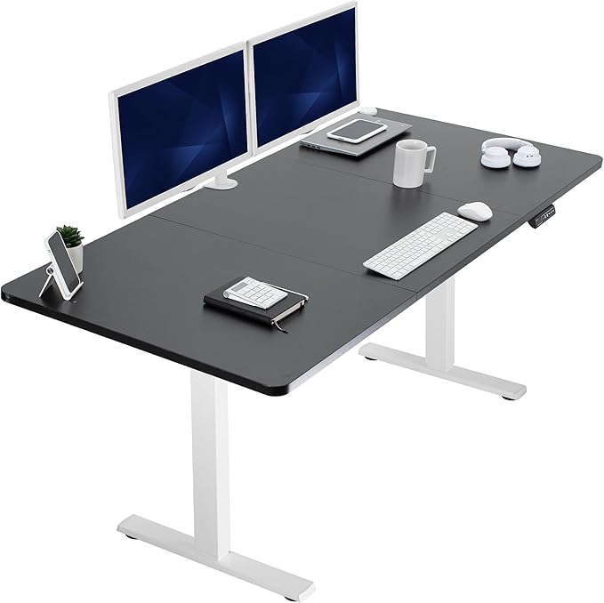 VIVO Electric 71 x 36 in Standing Desk, Memory Height Adjustment, 1B Series, Holds 220 lbs, Black Top White Frame, DESK-KIT-1W7B-36